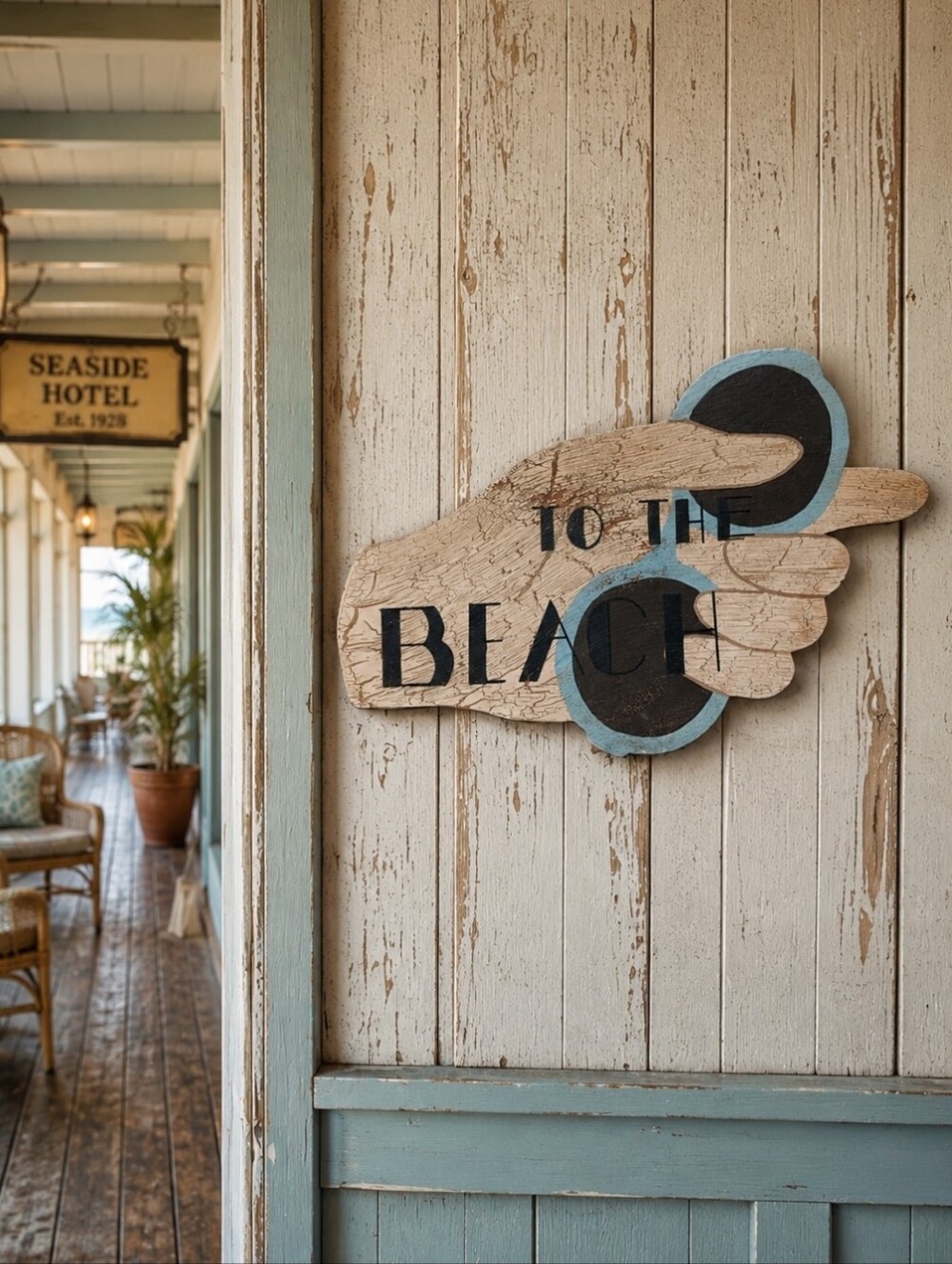 Seashore Crackle Paint Painted TO THE BEACH Sign Sunglasses Air B&B Surfs Up